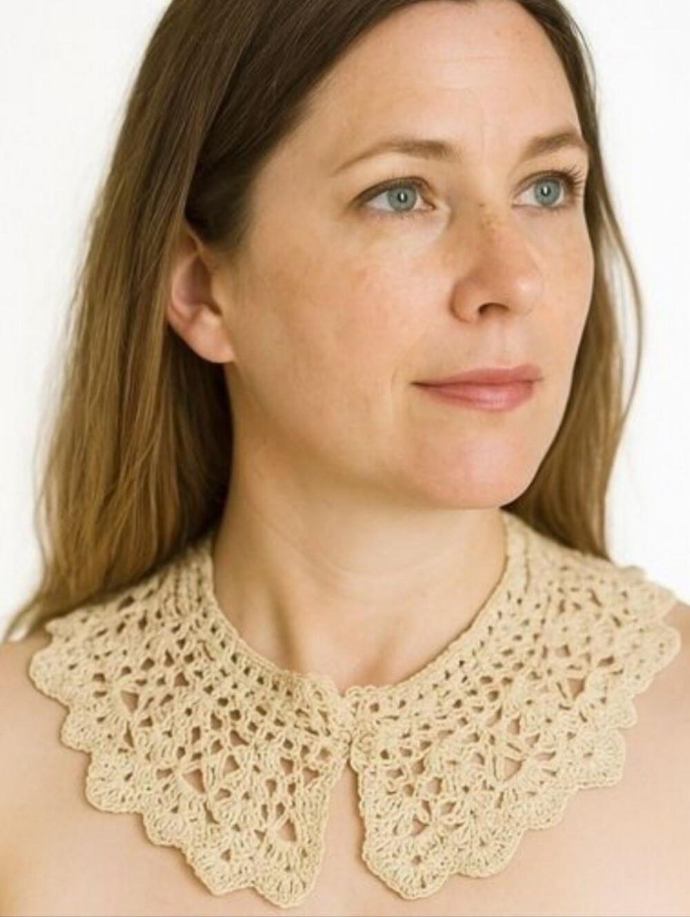 Hand Crafted Crochet Neck Accessory Beige Retro Collar Handmde Knitted Necklace